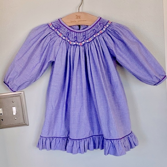 Petit Ami Other - Petit Ami Purple gingham smocked dress Ruffle Infant Baby Girl’s 9M Spring